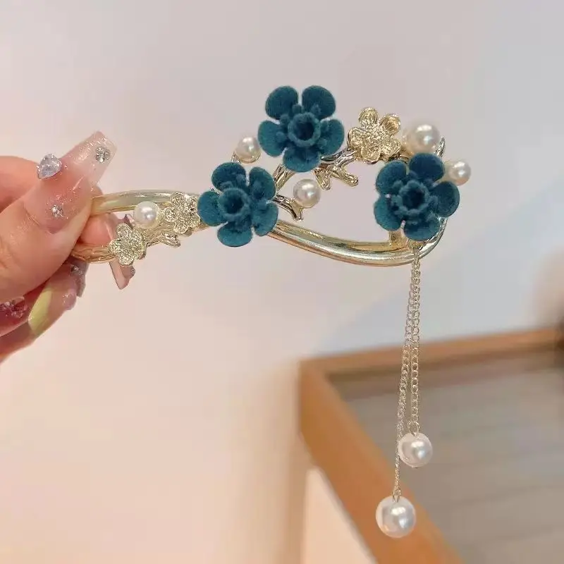 Suzuki Orchid Tassel Hair Clip Pearl Diamond Clip - Image 13