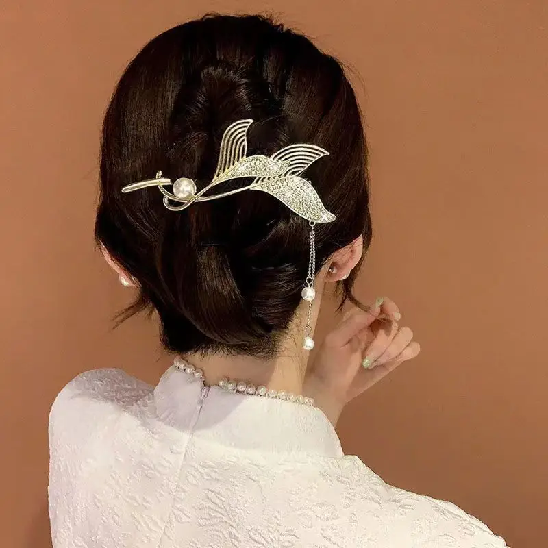 Suzuki Orchid Tassel Hair Clip Pearl Diamond Clip - Image 14
