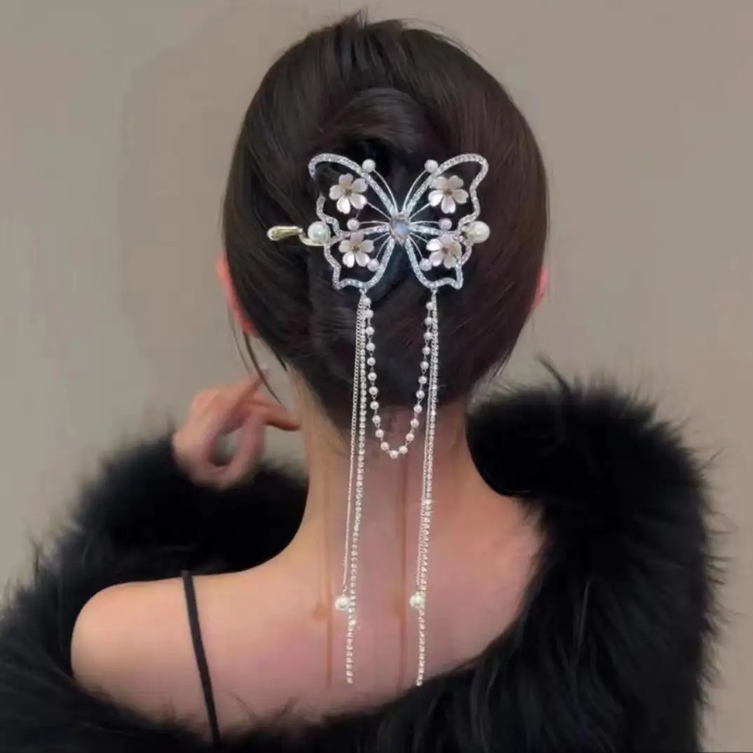 Suzuki Orchid Tassel Hair Clip Pearl Diamond Clip - Image 18