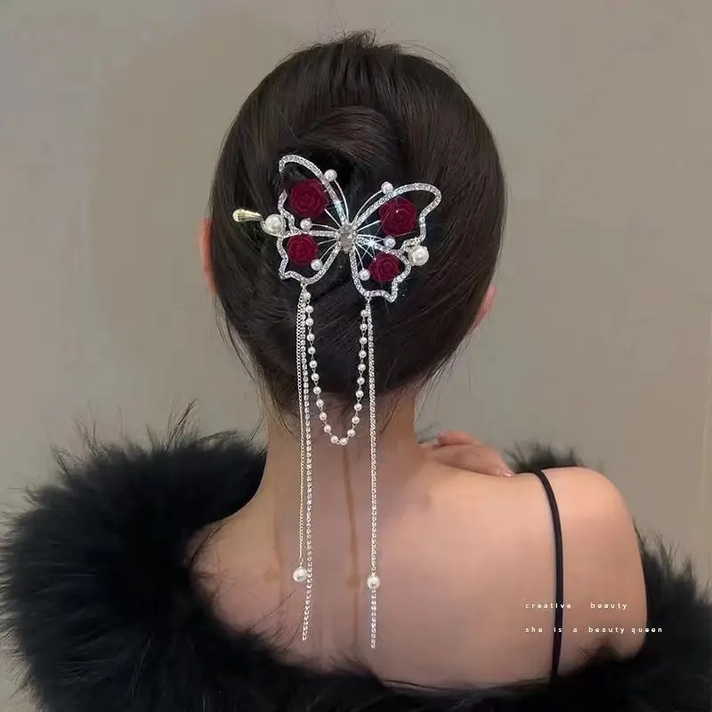 Suzuki Orchid Tassel Hair Clip Pearl Diamond Clip - Image 19