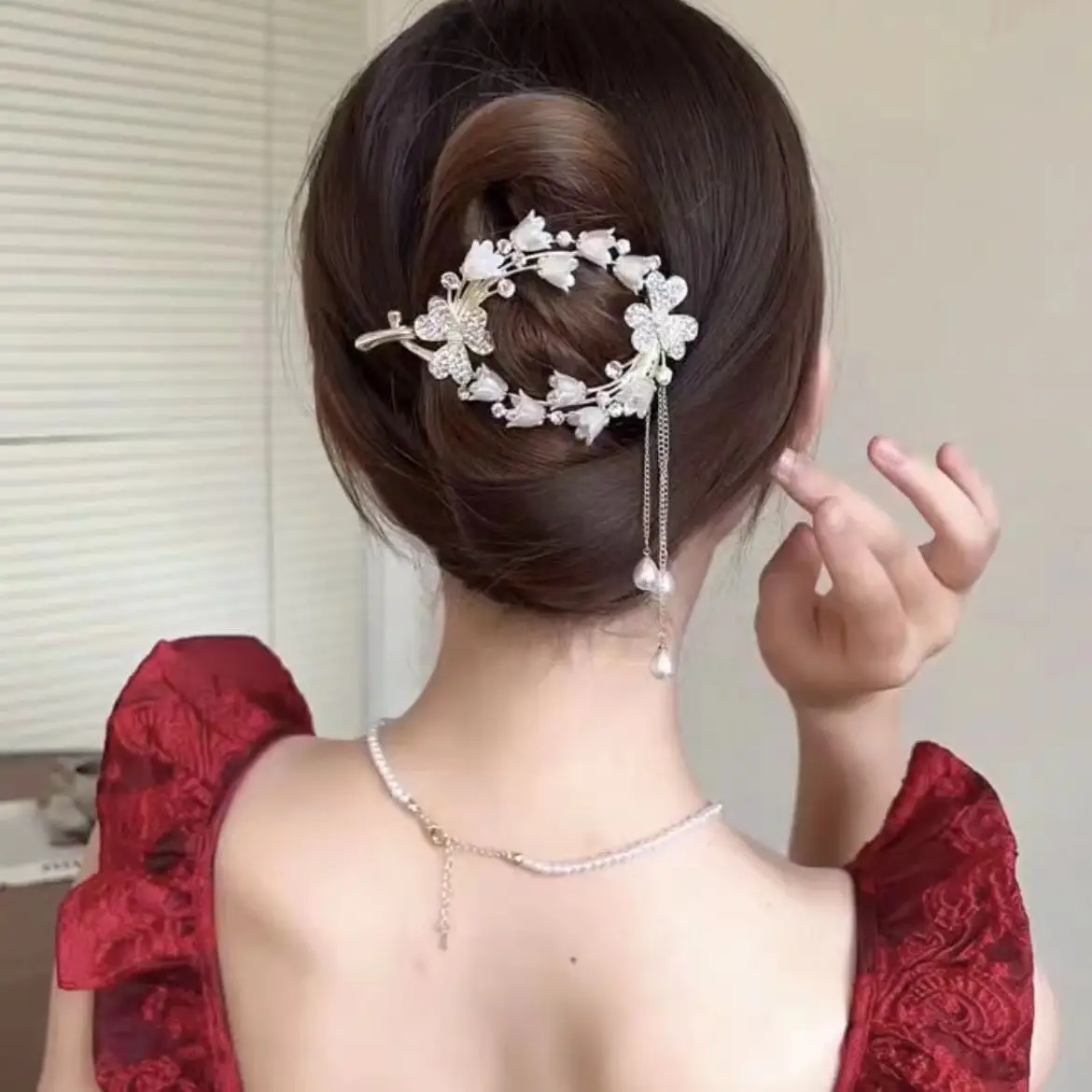 Suzuki Orchid Tassel Hair Clip Pearl Diamond Clip - Image 22
