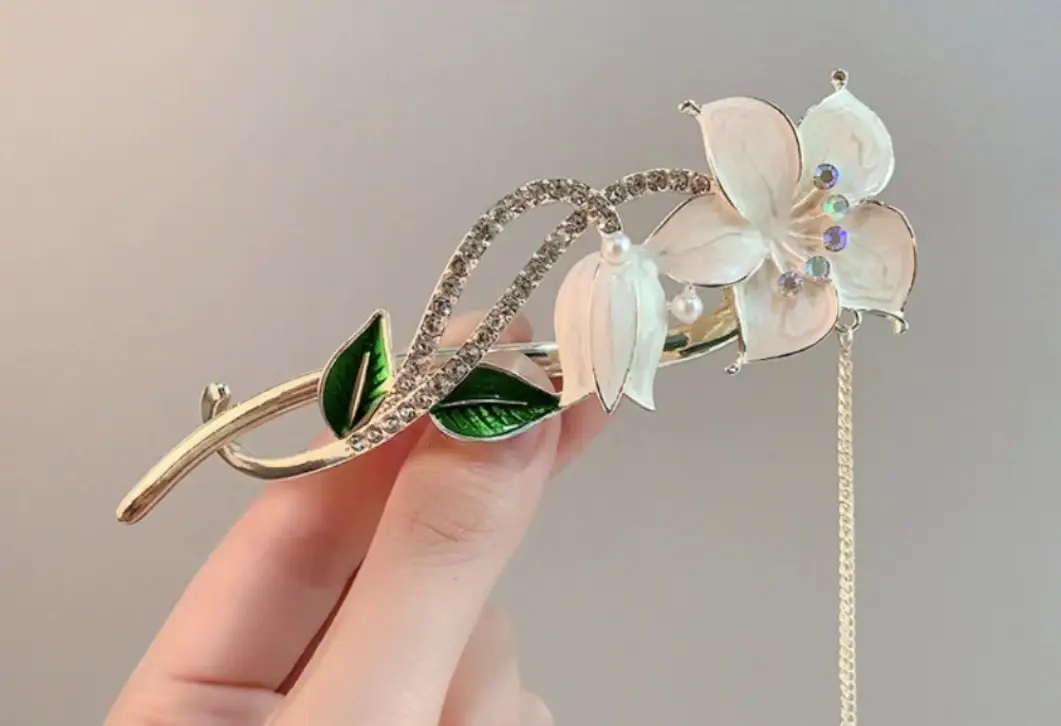 Suzuki Orchid Tassel Hair Clip Pearl Diamond Clip - Image 23