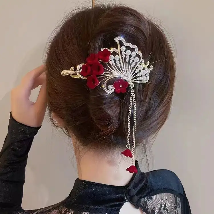 Suzuki Orchid Tassel Hair Clip Pearl Diamond Clip - Image 29
