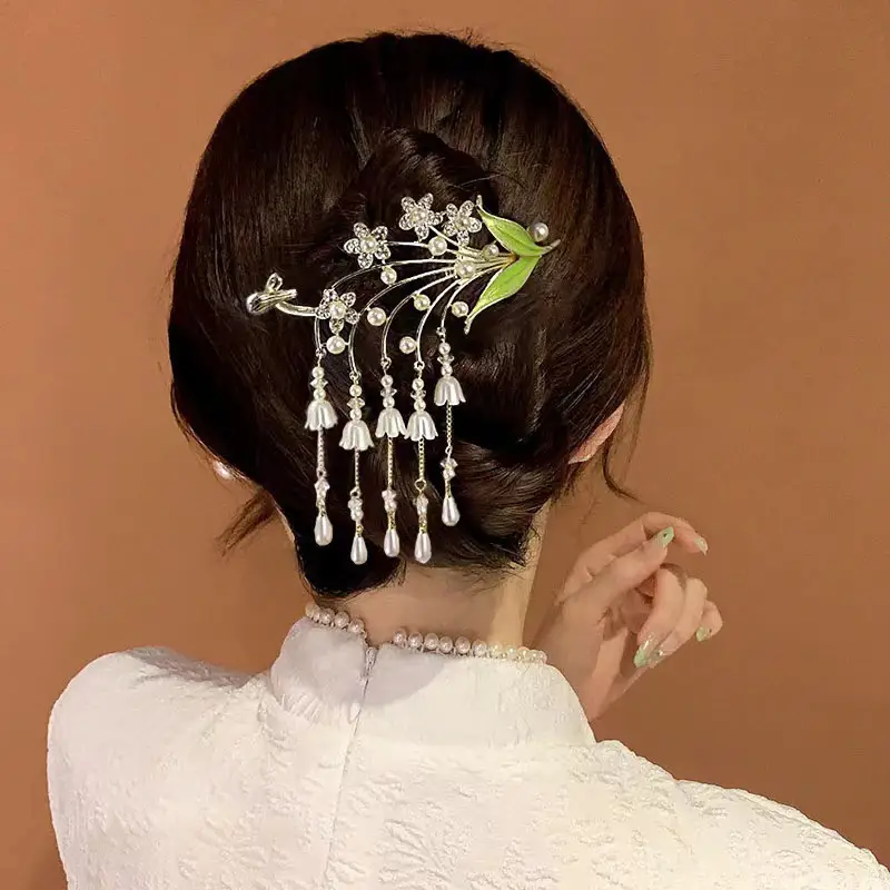 Suzuki Orchid Tassel Hair Clip Pearl Diamond Clip - Image 32