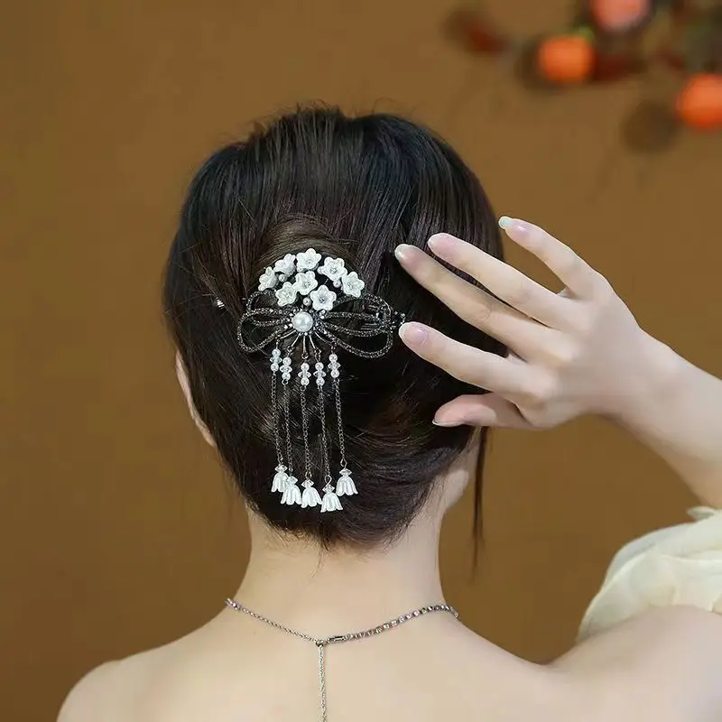 Suzuki Orchid Tassel Hair Clip Pearl Diamond Clip - Image 4