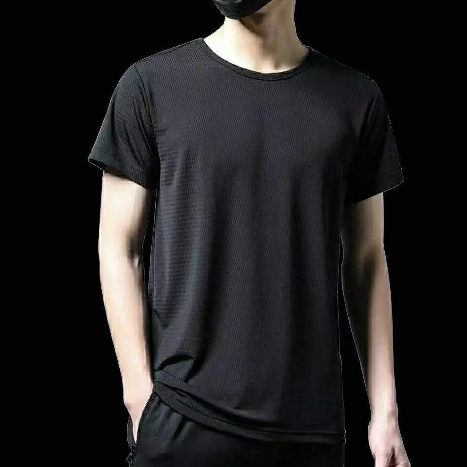 Men Black Cotton T-Shirt Short Sleeve Loose Fit