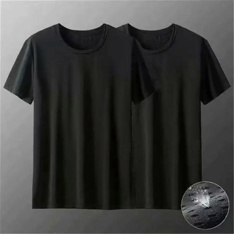 Men Black Cotton T-Shirt Short Sleeve Loose Fit