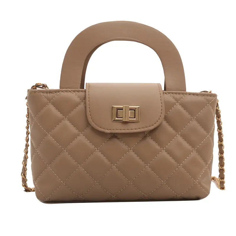 Pink Rhombic Chain Embroidery Shoulder Bag for Women - Image 9