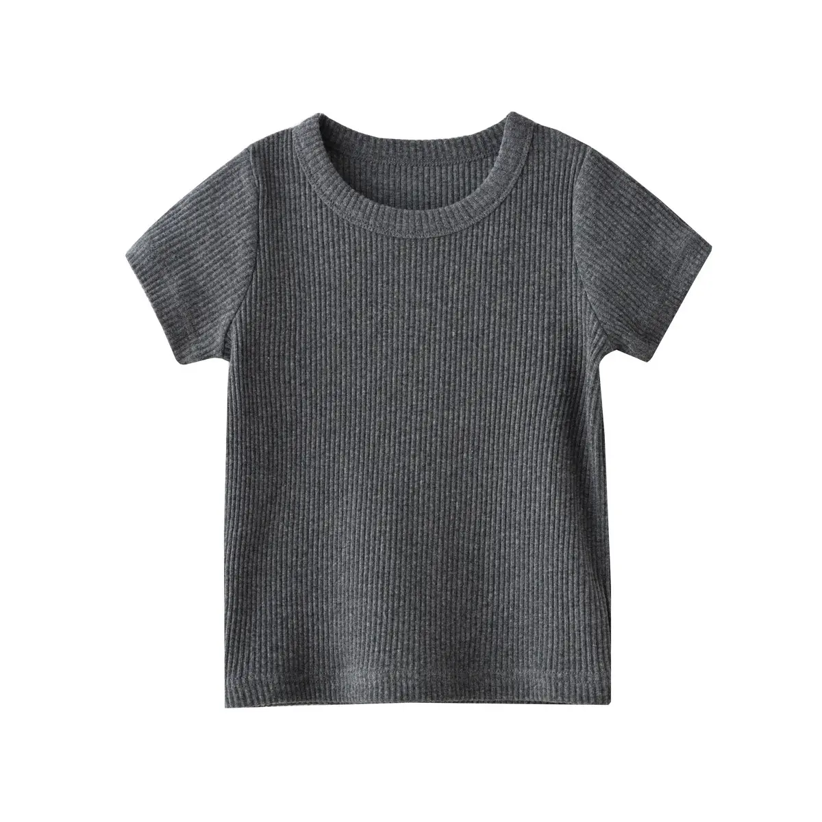 Children Cotton Pit-strip T-shirt Round Neck Short Sleeve Summer Wear - Image 10