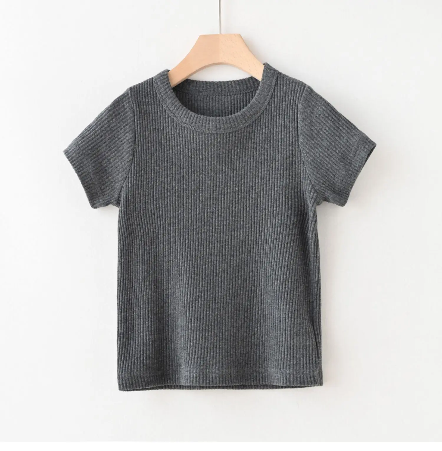 Children Cotton Pit-strip T-shirt Round Neck Short Sleeve Summer Wear — feature 13