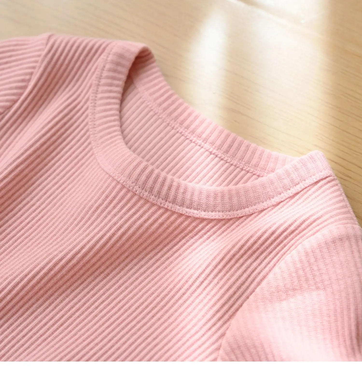 Children Cotton Pit-strip T-shirt Round Neck Short Sleeve Summer Wear — feature 18