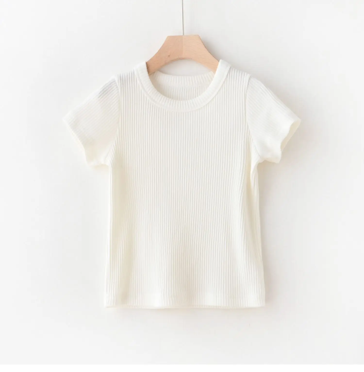Children Cotton Pit-strip T-shirt Round Neck Short Sleeve Summer Wear — feature 25