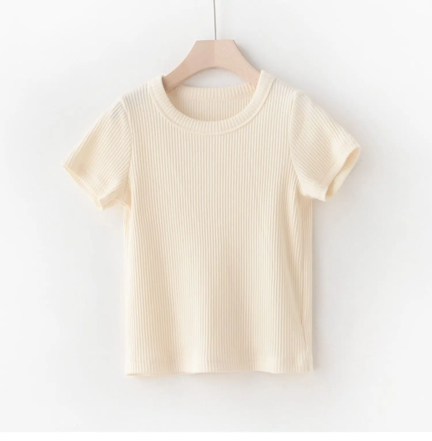 Children Cotton Pit-strip T-shirt Round Neck Short Sleeve Summer Wear — feature 29