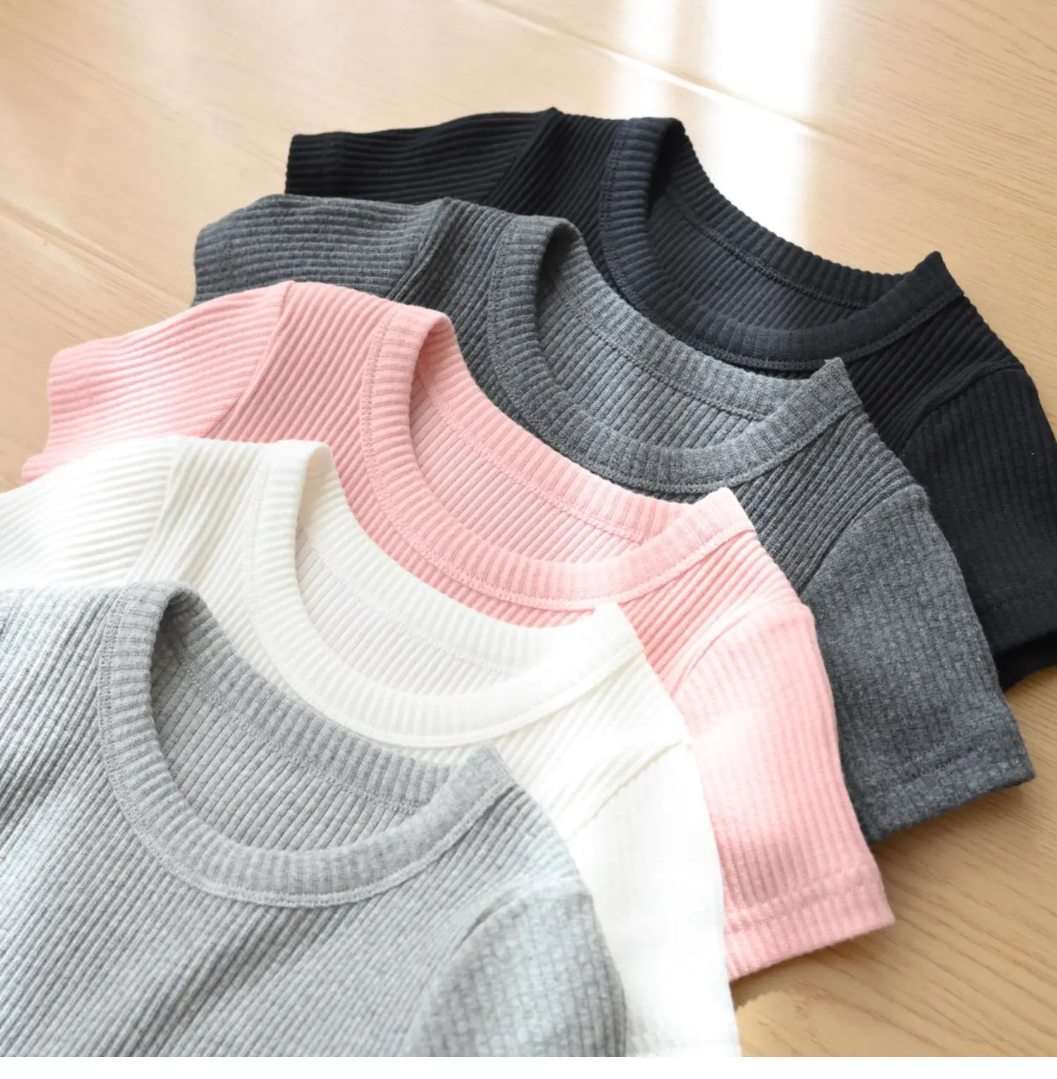 Children Cotton Pit-strip T-shirt Round Neck Short Sleeve Summer Wear — feature 7