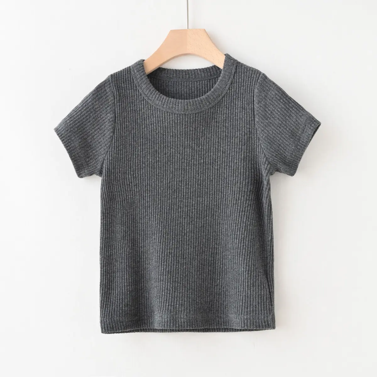 Children Cotton Pit-strip T-shirt Round Neck Short Sleeve Summer Wear - Image 4