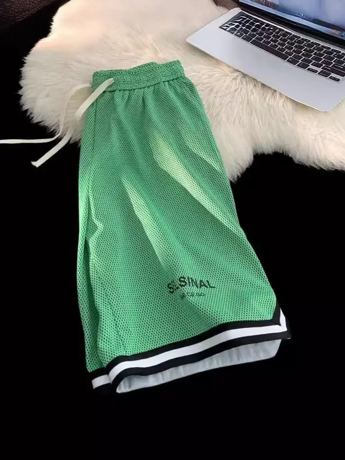 Men's Blue Basketball Shorts Wide Leg Casual Shorts