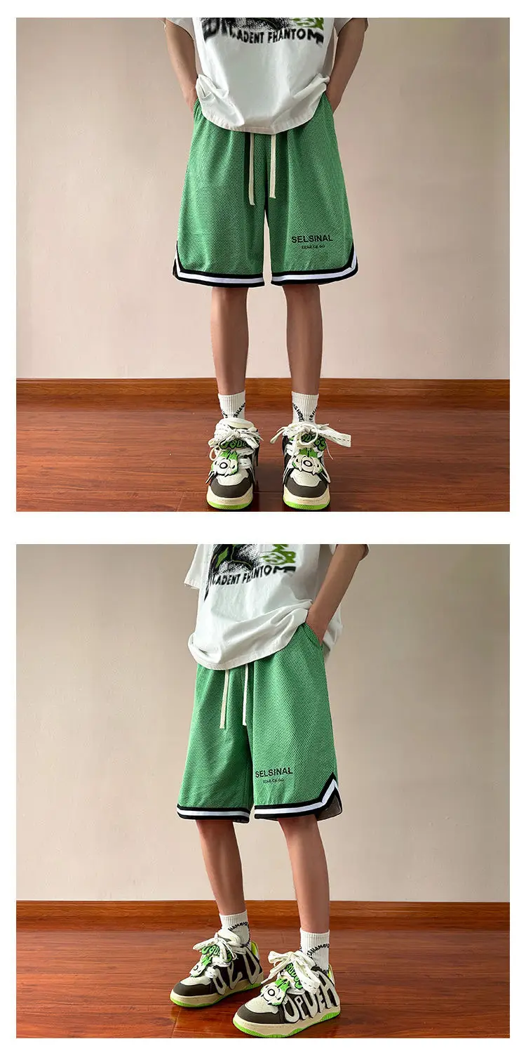 Men's Blue Basketball Shorts Wide Leg Casual Shorts — feature 18