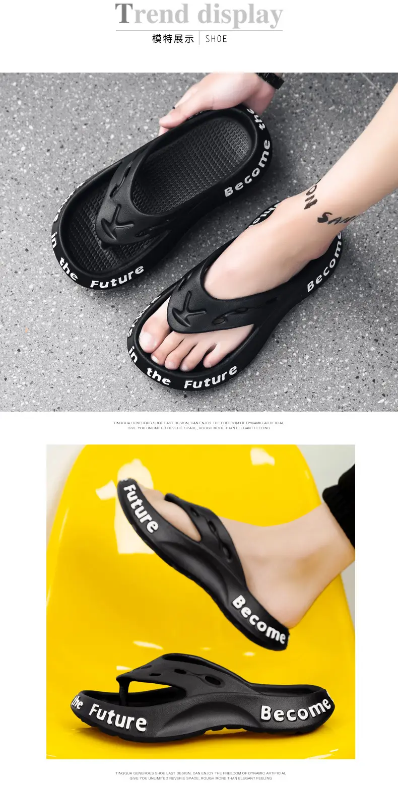 Men's Navy Blue Casual Sandals with "Belive In" Text — feature 7