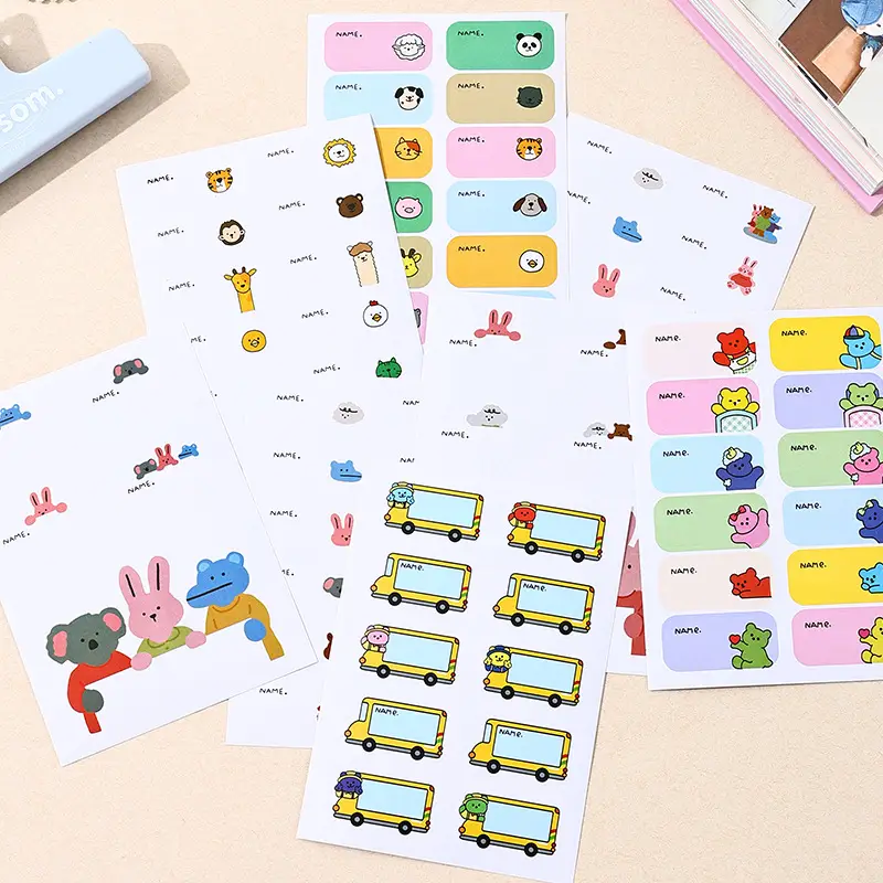 Cartoon Name Sticker Kindergarten Student Name Waterproof Sticker Children's Stationery Water Cup Book Sticker Label Sticker