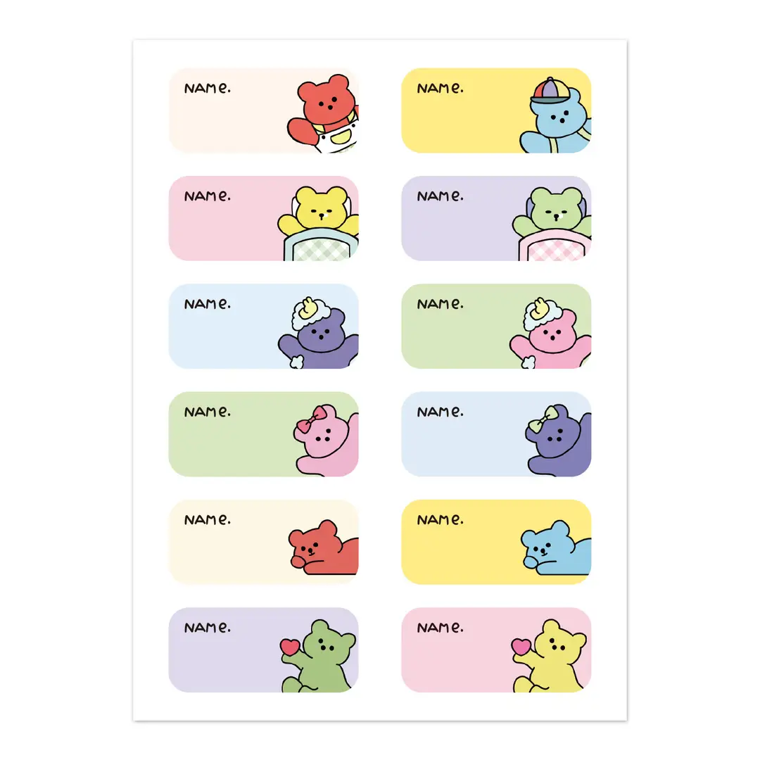 Cartoon Name Sticker Kindergarten Student Name Waterproof Sticker Children's Stationery Water Cup Book Sticker Label Sticker