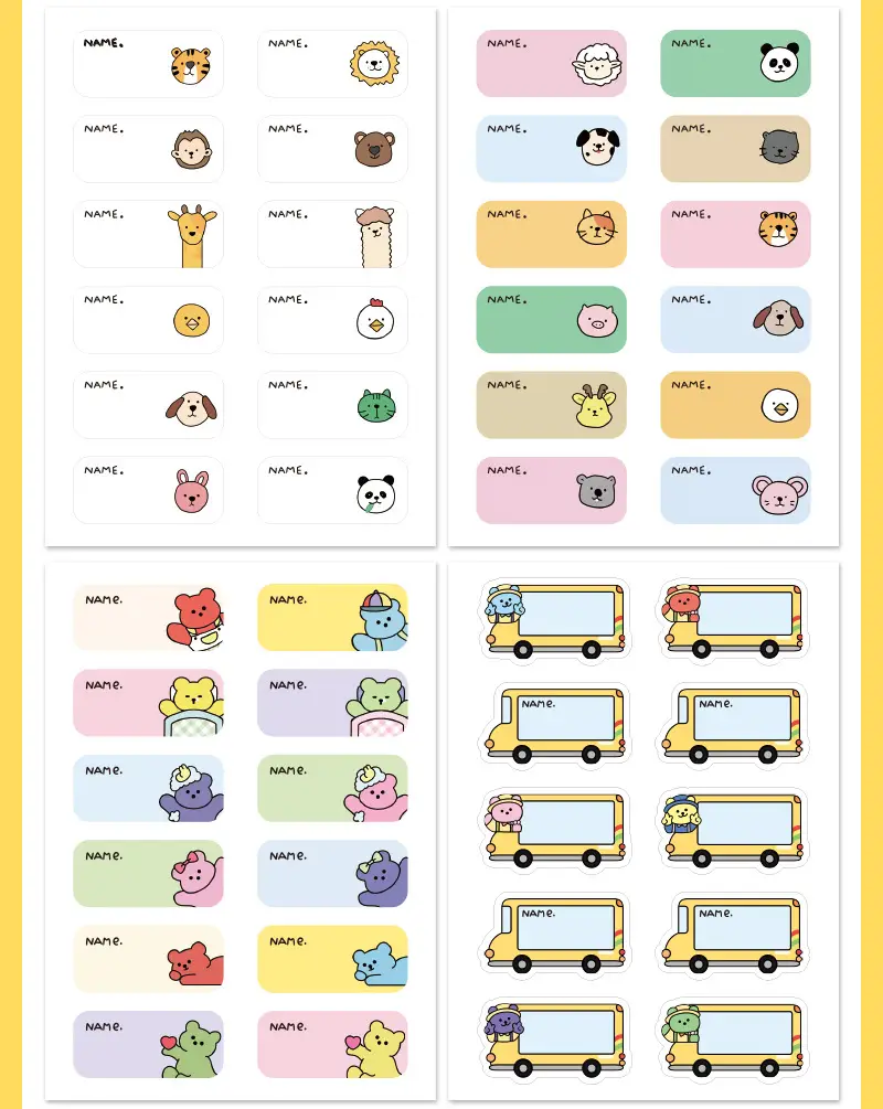 Cartoon Name Sticker Kindergarten Student Name Waterproof Sticker Children's Stationery Water Cup Book Sticker Label Sticker — feature 3