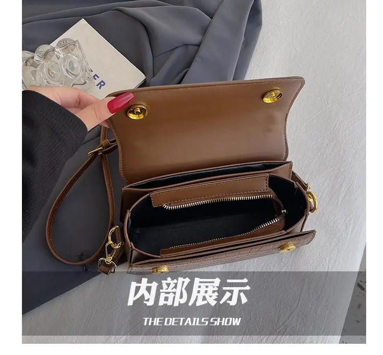 Black Croc Textured Shoulder Messenger Bag for Women — feature 11