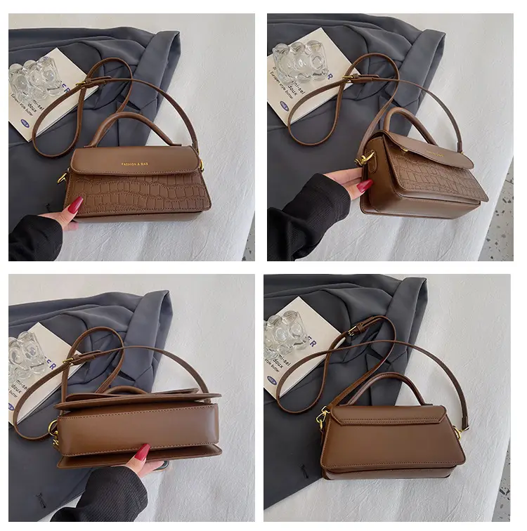 Black Croc Textured Shoulder Messenger Bag for Women — feature 14