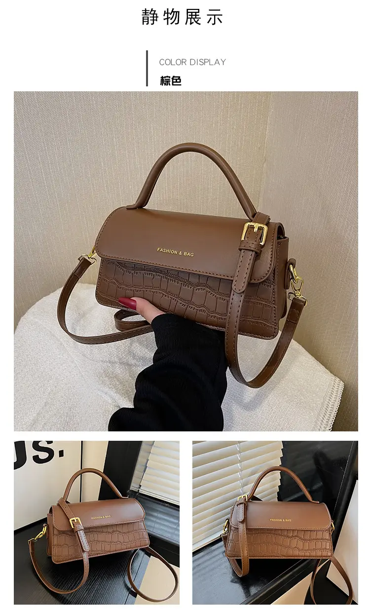 Black Croc Textured Shoulder Messenger Bag for Women — feature 15