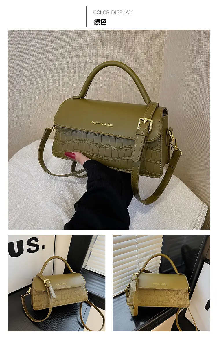 Black Croc Textured Shoulder Messenger Bag for Women — feature 17