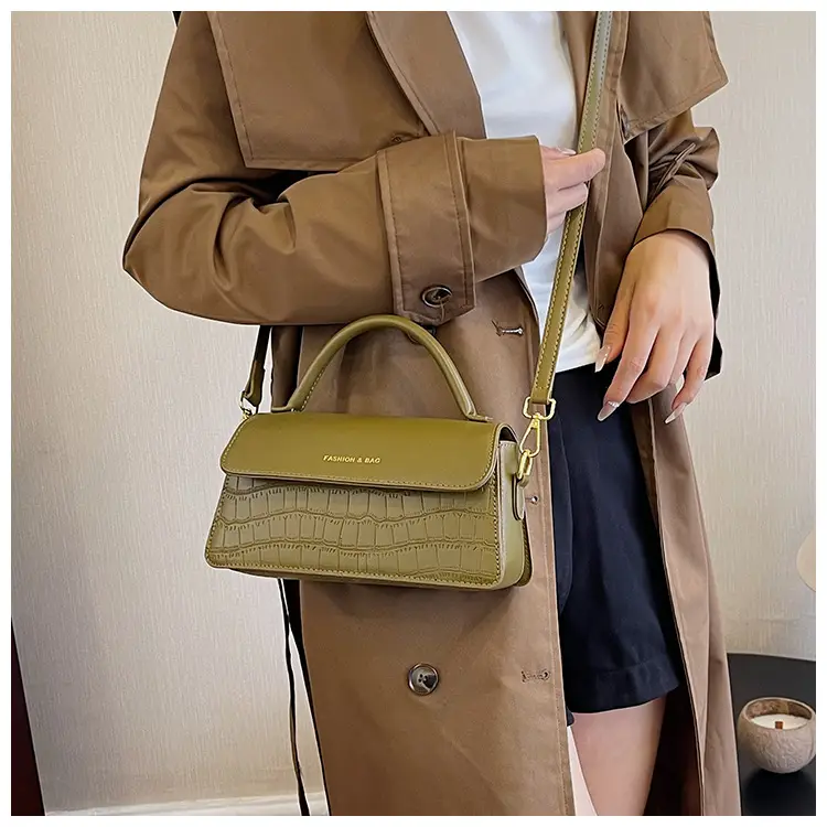 Black Croc Textured Shoulder Messenger Bag for Women — feature 28