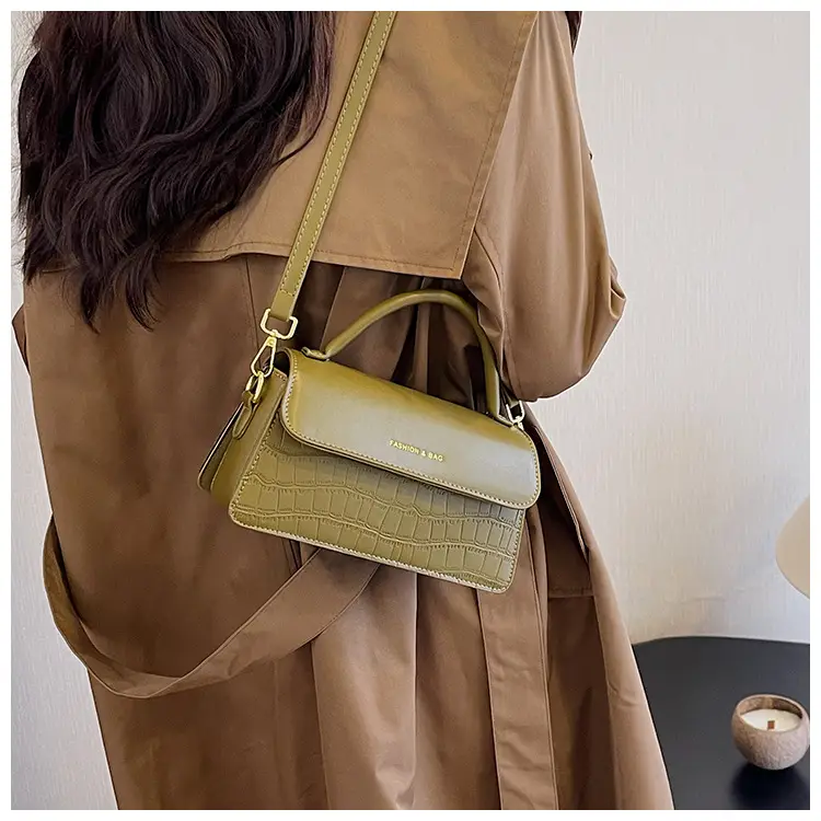 Black Croc Textured Shoulder Messenger Bag for Women — feature 29