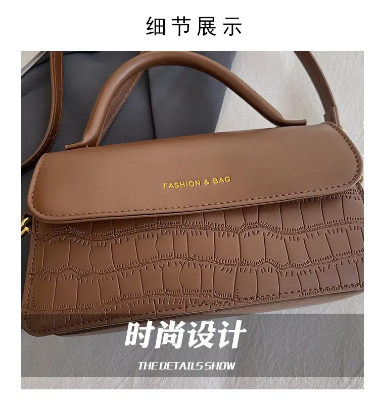 Black Croc Textured Shoulder Messenger Bag for Women — feature 3