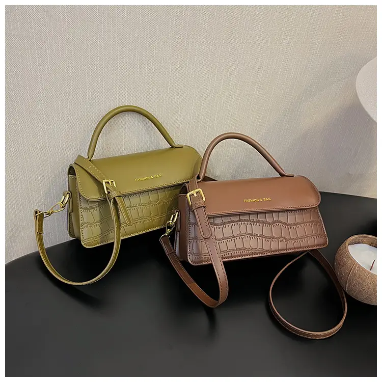 Black Croc Textured Shoulder Messenger Bag for Women — feature 37