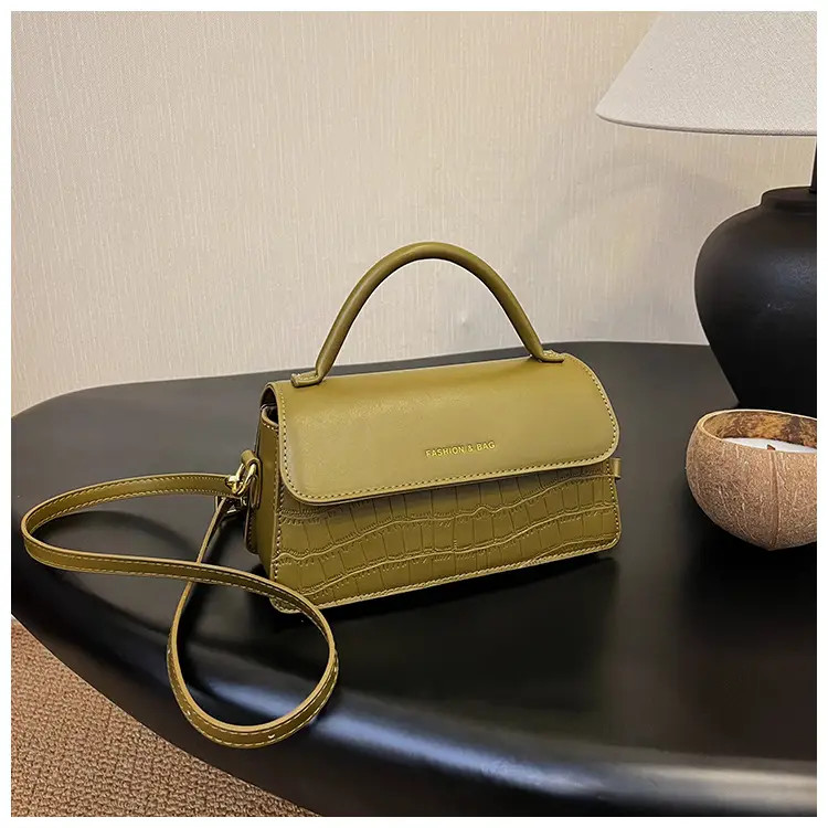 Black Croc Textured Shoulder Messenger Bag for Women — feature 39