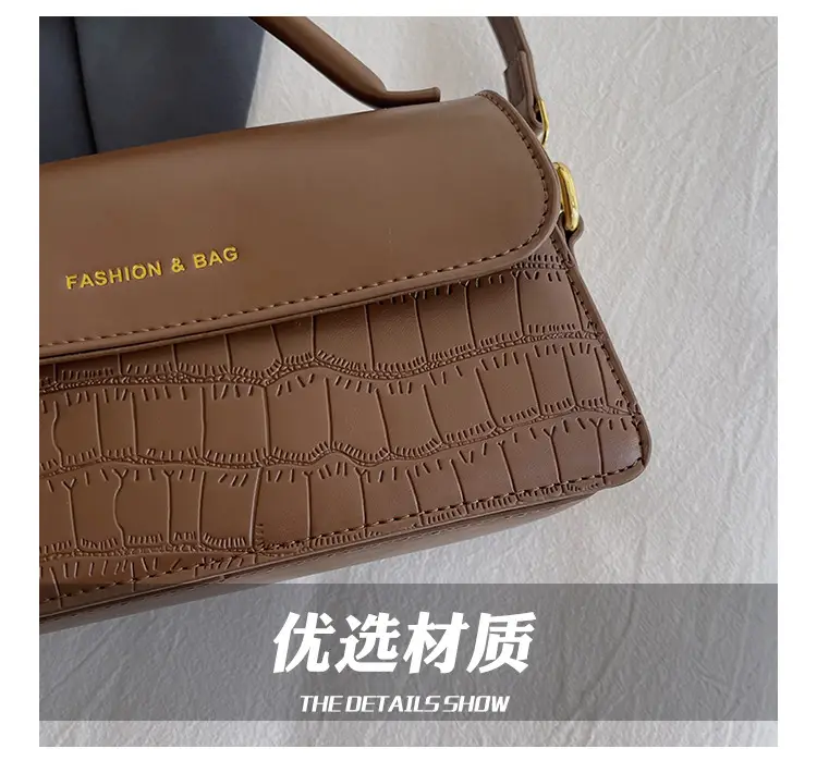 Black Croc Textured Shoulder Messenger Bag for Women — feature 4