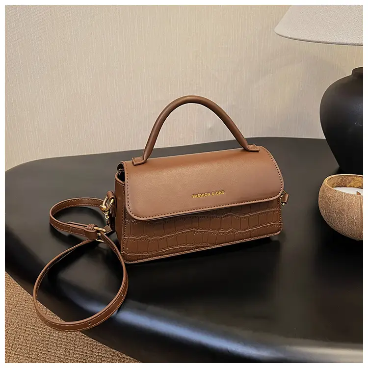Black Croc Textured Shoulder Messenger Bag for Women — feature 40