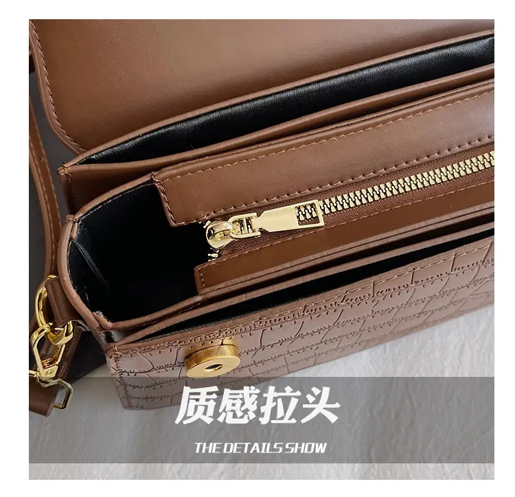 Black Croc Textured Shoulder Messenger Bag for Women — feature 6