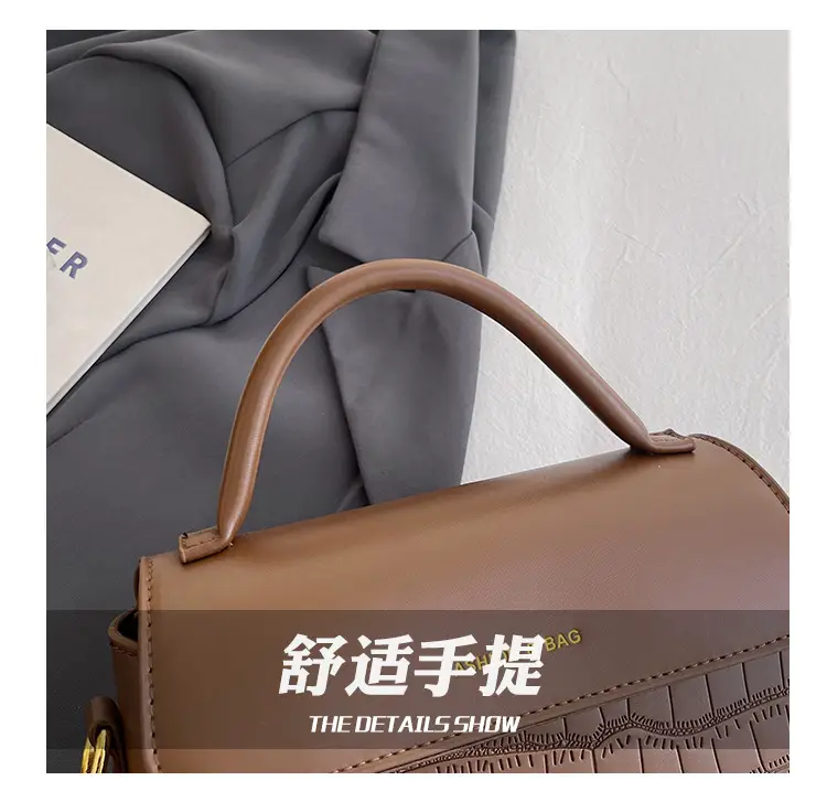 Black Croc Textured Shoulder Messenger Bag for Women — feature 7