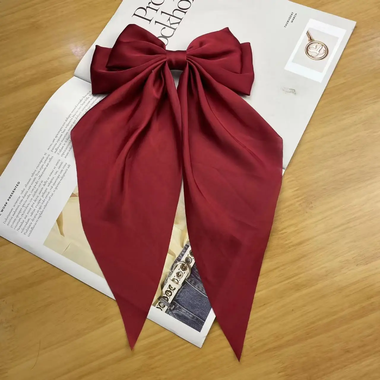 Satin Long Bow Hairpin for Women