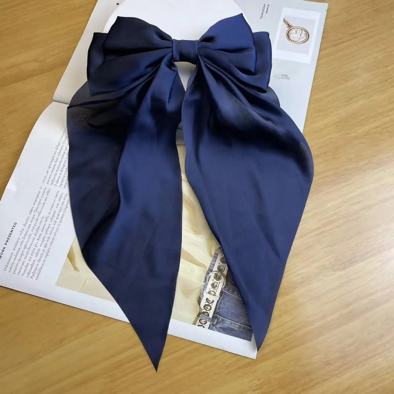 Satin Long Bow Hairpin for Women