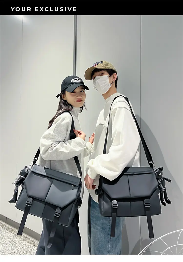 Black Satchel Crossbody Bag for Men Women — feature 3