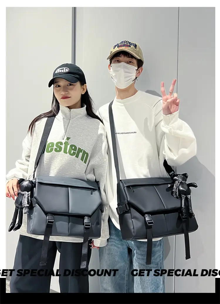 Black Satchel Crossbody Bag for Men Women — feature 5