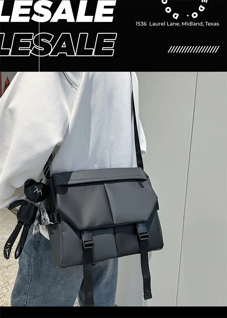 Black Satchel Crossbody Bag for Men Women — feature 6