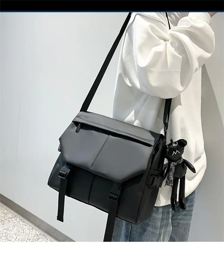 Black Satchel Crossbody Bag for Men Women — feature 7