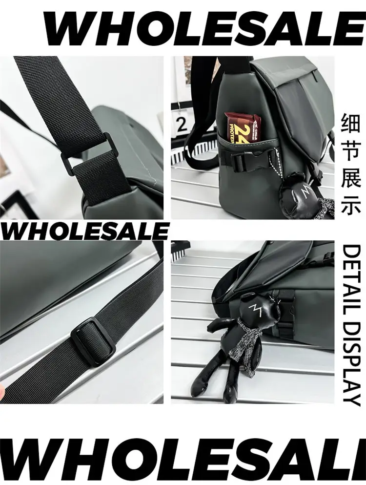 Black Satchel Crossbody Bag for Men Women — feature 9