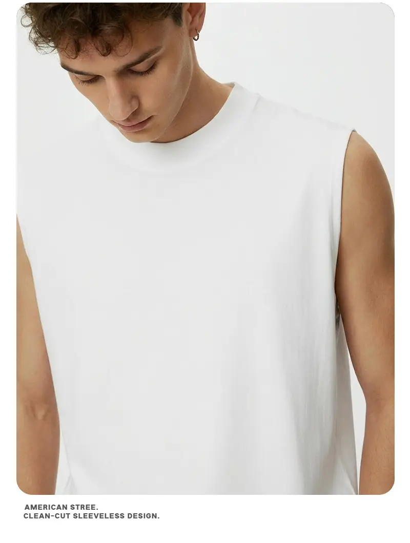 Vintage Cross-Border 260g Heavy Washed Black Sleeveless T-Shirt — feature 11