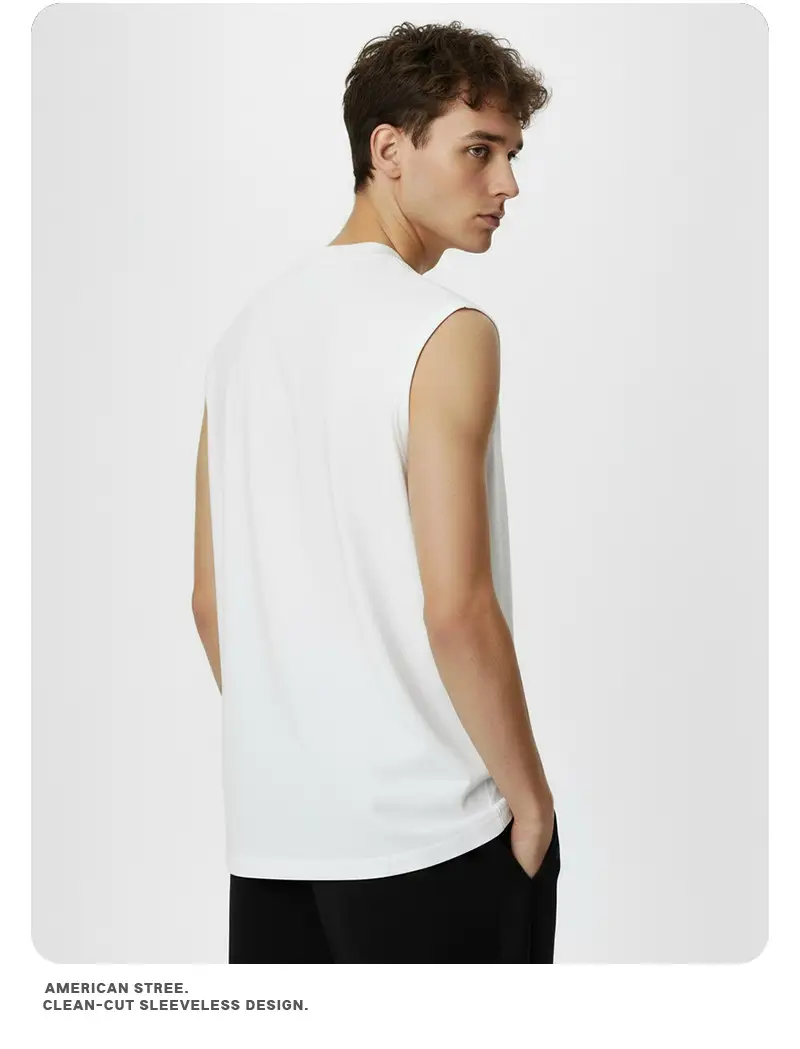 Vintage Cross-Border 260g Heavy Washed Black Sleeveless T-Shirt — feature 14