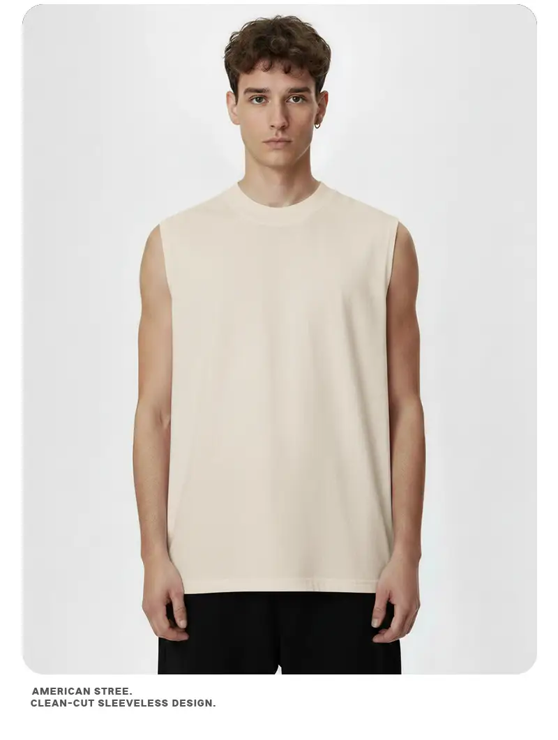 Vintage Cross-Border 260g Heavy Washed Black Sleeveless T-Shirt — feature 20