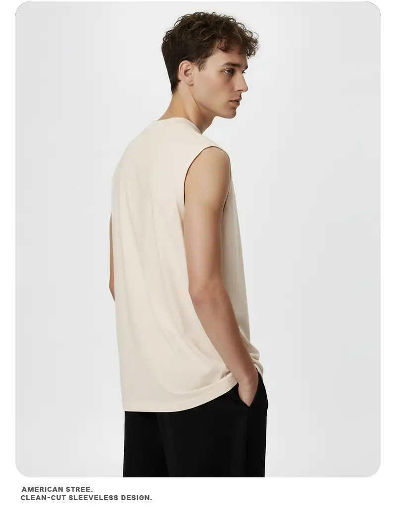 Vintage Cross-Border 260g Heavy Washed Black Sleeveless T-Shirt — feature 21