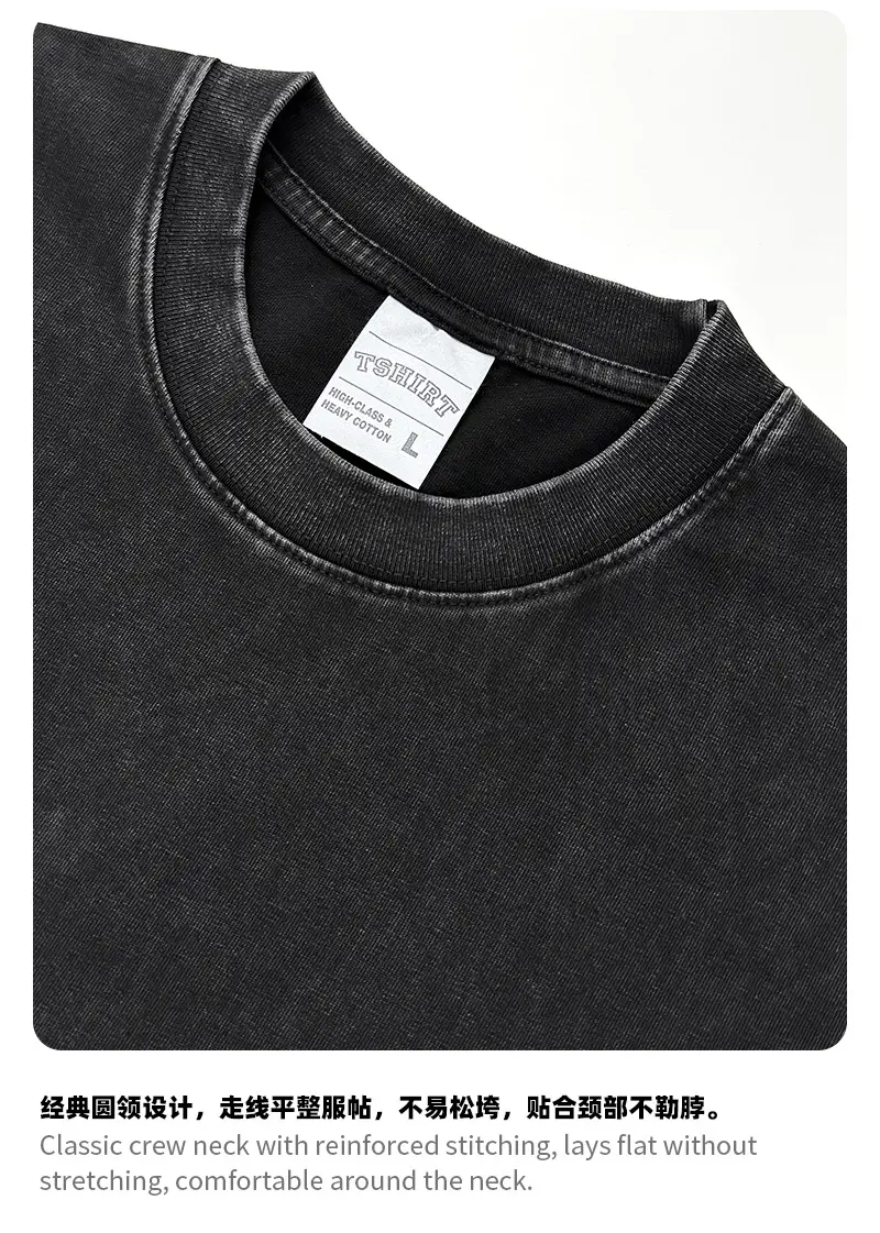 Vintage Cross-Border 260g Heavy Washed Black Sleeveless T-Shirt — feature 27